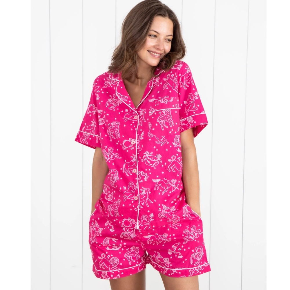 Printfresh Daily Horoscope - Short Sleep Set - Electric Pink - 1X Pajama Set